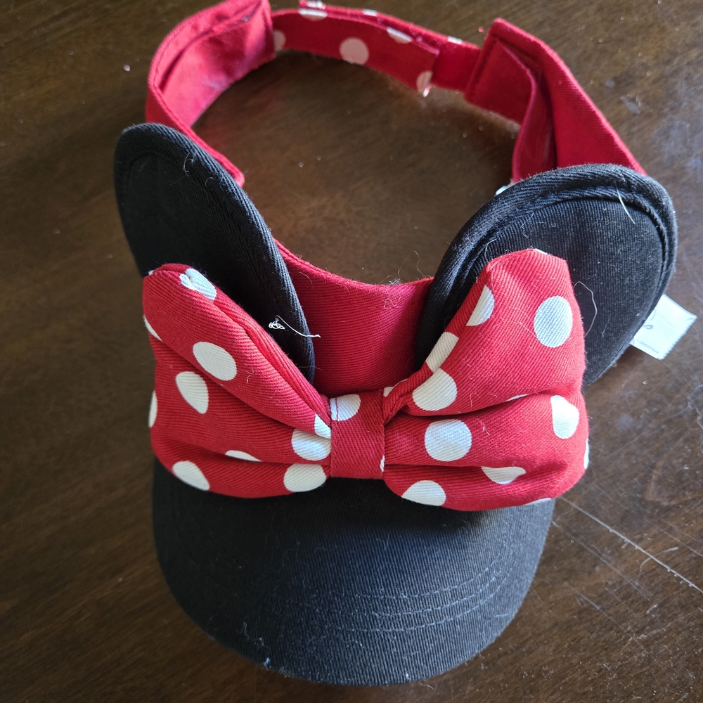 Disney Red Polka Dot Bow Minnie Ear Visor